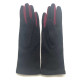 Gants en laine et acrylique noir et bordeaux "LAURA".