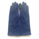 Wool and acrylic blue and khaki gloves "LAURA"