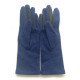 Wool and acrylic blue and khaki gloves "LAURA"