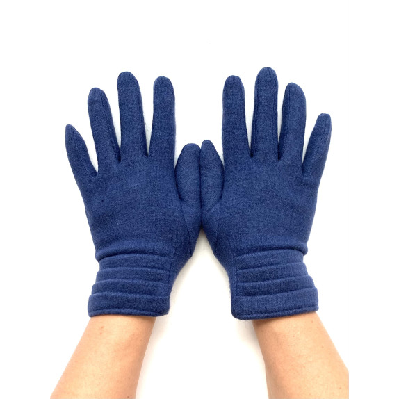 Wool and acrylic blue gloves "LILIA"