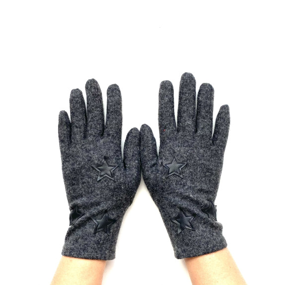 Wool and acrylic grey gloves "LILOU