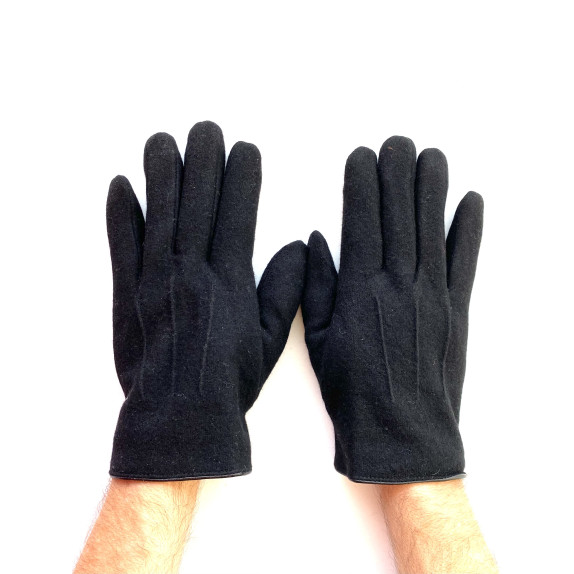 Wool and polyester black gloves "LINO"