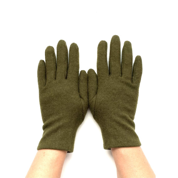 Gants en laine et acrylique kaki "LISON".