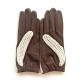 Leather gloves of lamb, cotton hook havana "CONSTANCE".