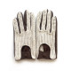Leather gloves of lamb and cotton hook havana and beige "ROBIN"