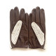 Leather gloves of lamb and cotton hook havana and beige "ROBIN"