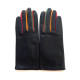 Leather gloves of lamb black and multicolored "CARLA".