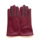 Gants en cuir d'agneau framboise et gris "COLOMBE".