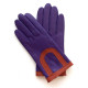 Leather gloves of lamb amethyst and orange "SUZANA"