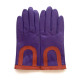 Leather gloves of lamb amethyst and orange "SUZANA"