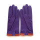 Leather gloves of lamb amethyst and orange "SUZANA"