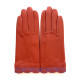 Leather Gloves of lamb orange and amethyst "EMILIA".