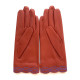 Leather Gloves of lamb orange and amethyst "EMILIA".