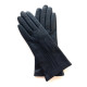 Gants en cuir d'agneau noir "CELIA".