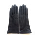 Gants en cuir d'agneau noir "CELIA".