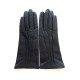 Leather gloves of lamb black "CELIA"