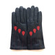 Gants en cuir d'agneau noir et rouge "PALLA".