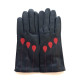 Leather gloves of lamb black and red "SUZANA"