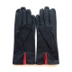 Leather gloves of lamb black and red "SUZANA"