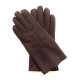 Gants en cuir d'agneau lainé chocolat "JIVAGO".