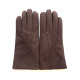 Gants en cuir d'agneau lainé chocolat "JIVAGO".