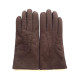 Leather gloves of shearling chocolate "JIVAGO".