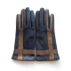 Leather gloves of lamb navy and bronze "GEOMETRIA"