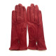 Gants en cuir d'agneau rouge rubis "JULIE".