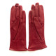 Gants en cuir d'agneau rouge rubis "JULIE".