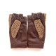 Leather mittens of lamb and cotton hooks tan and biscuit "MICHELE".