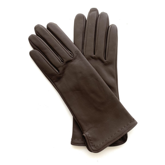 Leather gloves of lamb brown "VIOLETTE"