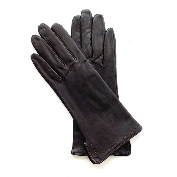Leather gloves of lamb dark brown "VIOLETTE"