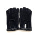 Leather mittens of lamb and cotton hooks black "MICHELE".