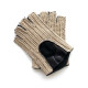 Leather mittens and cotton hook black and beige "PILOTE"