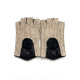 Leather mittens and cotton hook black and beige "PILOTE"