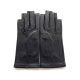 Leather mittens of lamb black "JEANNE"