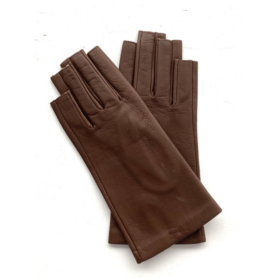 Leather mittens of lamb havana "JEANNE"