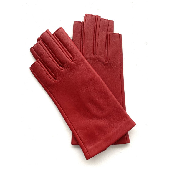 Leather mittens of lamb red "JEANNE"