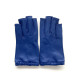 Leather mittens of lamb blue "EVELYNE".