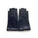 Leather mittens of lamb navy "EVELYNE".