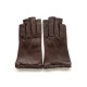 Leather mittens of lamb brown "EVELYNE".