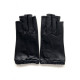 Leather mittens of lamb black "EVELYNE".