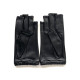 Leather mittens of lamb black "EVELYNE".