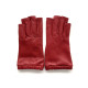 Leather mittens of lamb red "EVELYNE".