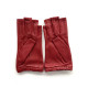 Leather mittens of lamb red "EVELYNE".