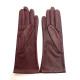 Gants en cuir d'agneau bordeaux "COLINE".