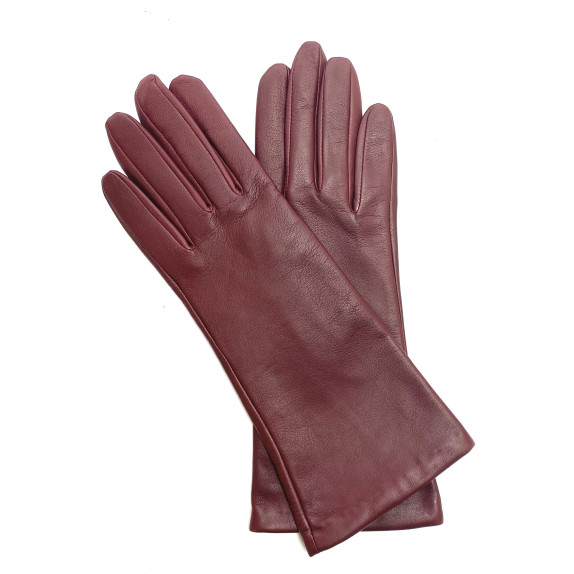 Leather gloves of lamb burgundy lining cashmere "COLINE"