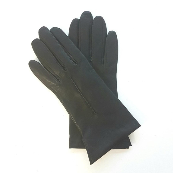 Gants en cuir d'agneau noir "THERESE".