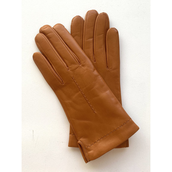 Gants en cuir d'agneau camel "THERESE".