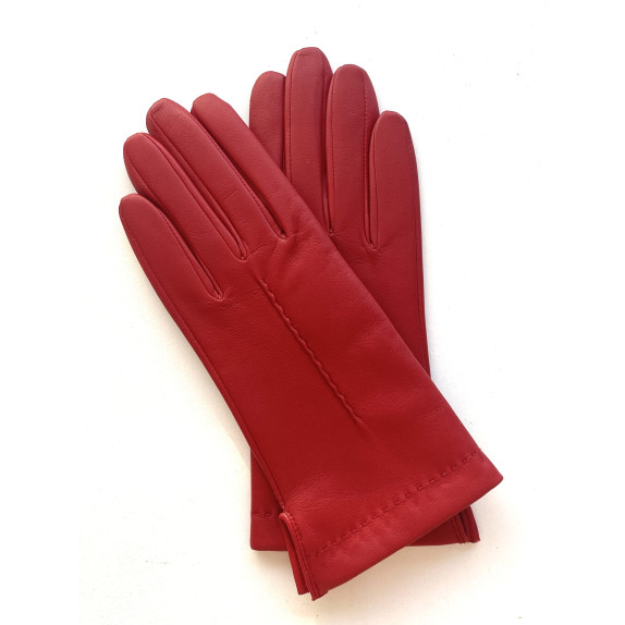 Gants en cuir d'agneau rouge "THERESE".